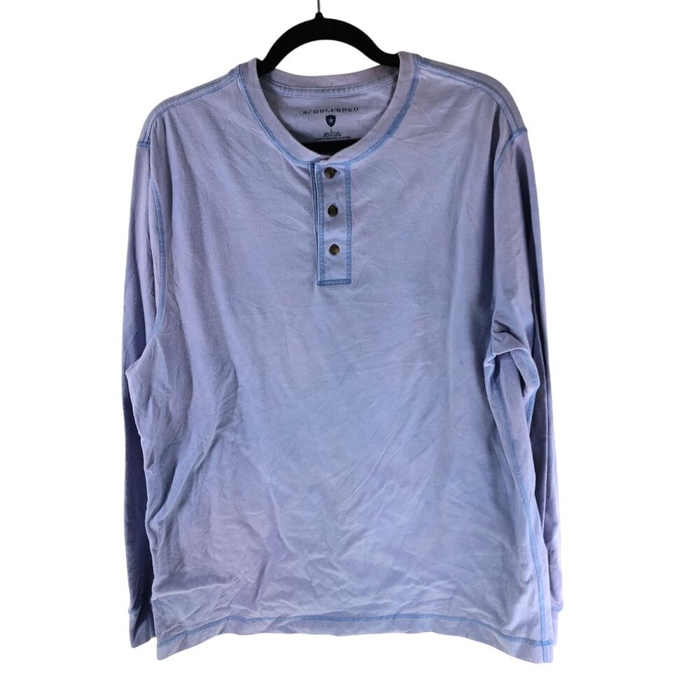 Saddlebred Mens Long-Sleeve Henley Shirt Blue Size L